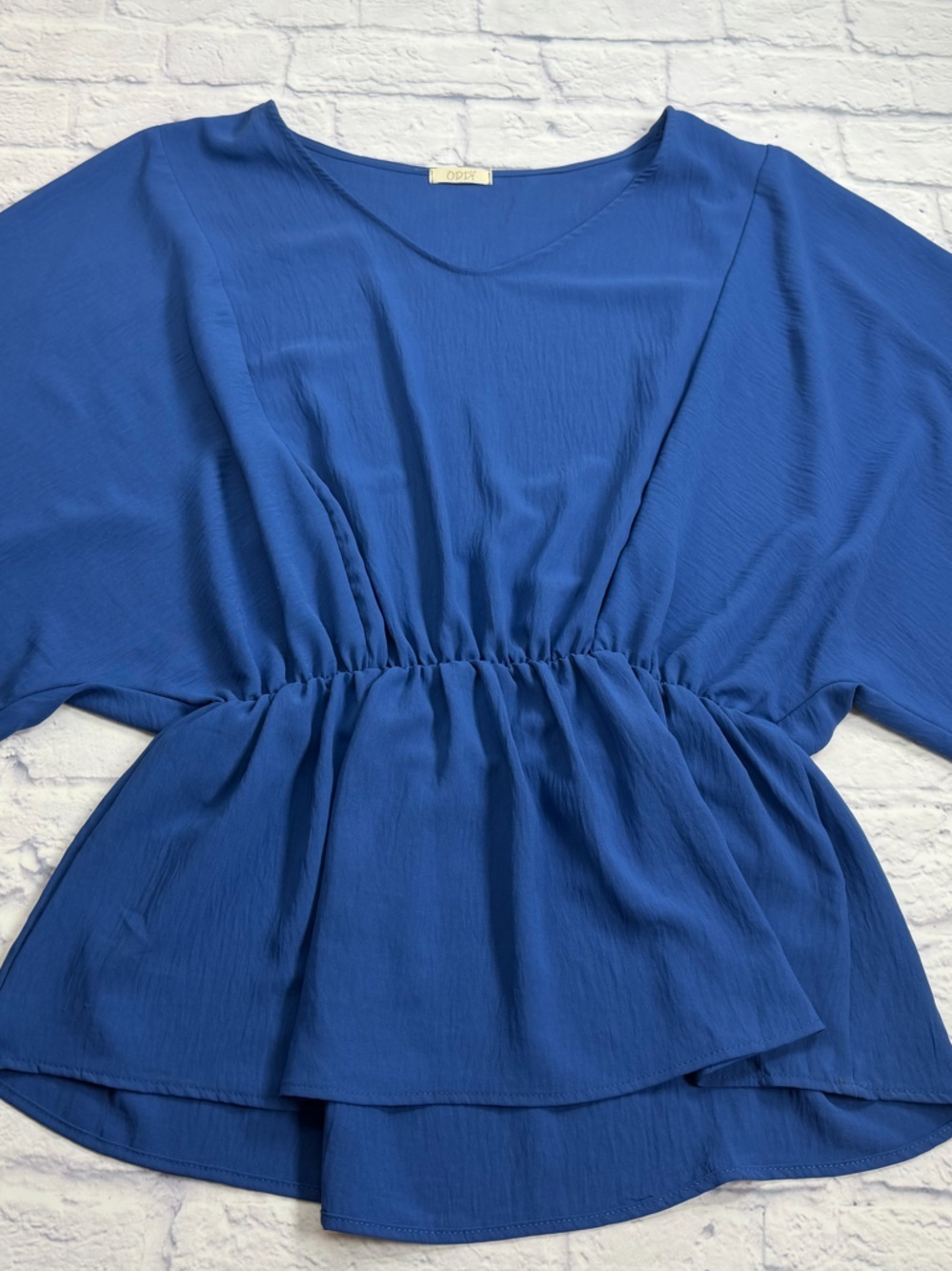 ODDY Royal Blue Elastic-Waist Peplum Blouse. Size 2X.